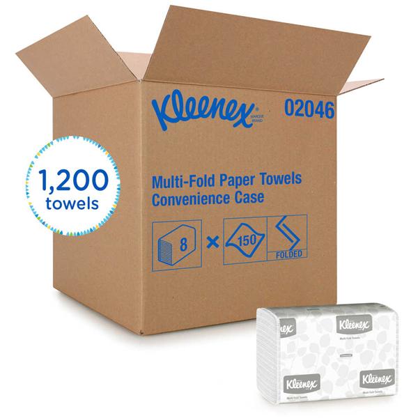 Towel Hand Kleenex Multifold White 9.2 in x 9.4 in 8Pk/Ca